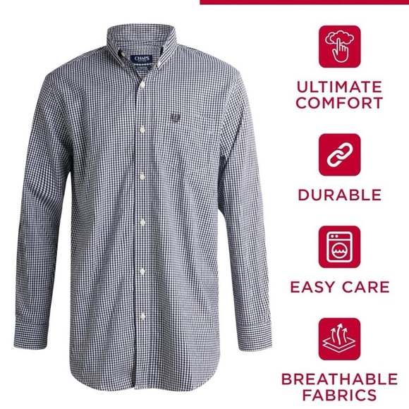 NWT- Chaps Men's Long Sleeve Button-Down Shirt - Black & White /Size XL - Picture 2 of 8